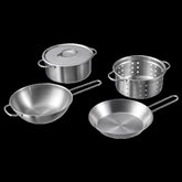 DUKTIG 5-piece toy cookware set, stainless steel colour